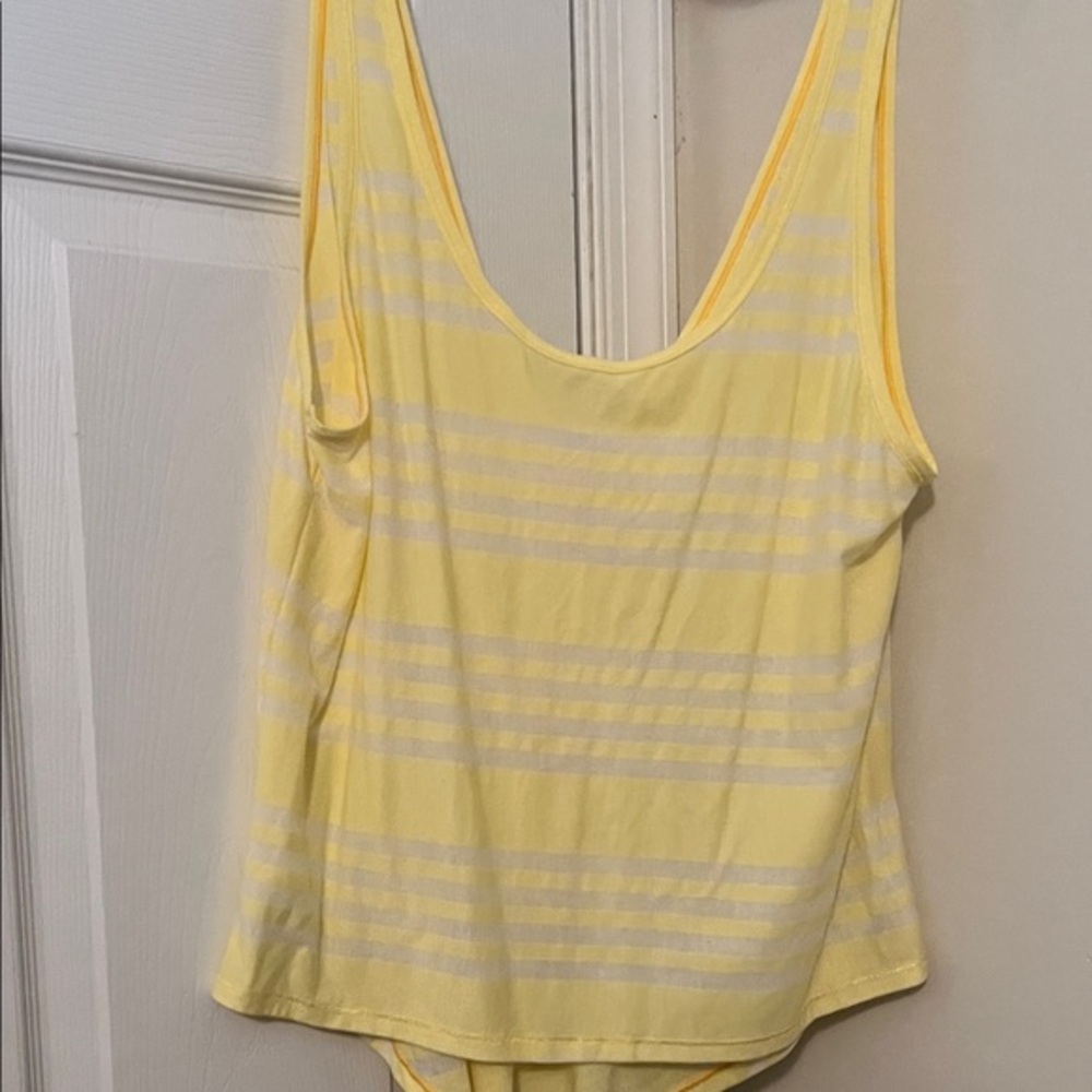 Lululemon athletica Yellow Striped Hi-low Women's Tank Top